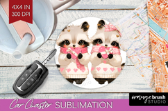 Raccoons Valentine Car Coaster Cute Valentines Day Coaster Product Image 1