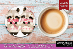 Raccoons Valentine Round Coaster Cute Valentines Day Coaster Product Image 1