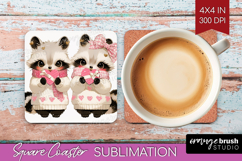 Raccoons Valentine Square Coaster Cute Valentines Day PNG Product Image 1
