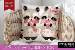Raccoons Valentine Pillow Sublimation Cute Valentines Day Product Image 1