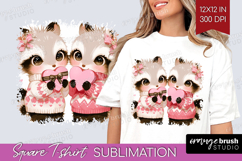 Raccoons Valentine Square Tshirt Background Cute Valentines Product Image 1