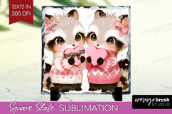 Raccoons Valentine Slate PNG Cute Valentines Day Square Product Image 1