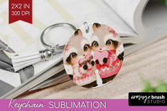 Raccoons Valentine Keychain PNG Cute Valentines Day Keychain Product Image 1