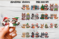 Christmas stickers | Printable Christmas raccoon stickers Product Image 1