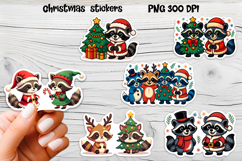 Christmas stickers | Printable Christmas raccoon stickers Product Image 1
