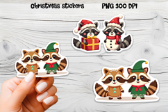 Christmas stickers | Printable Christmas raccoon stickers Product Image 1