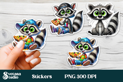 Funny raccoon stickers printable | Cute animal stickers PNG Product Image 1
