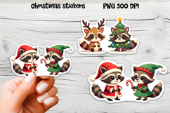 Christmas stickers | Printable Christmas raccoon stickers Product Image 1