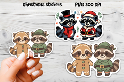 Christmas stickers | Printable Christmas raccoon stickers Product Image 1