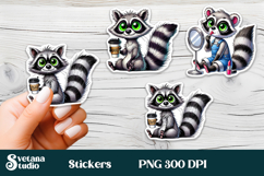 Funny raccoon stickers printable | Cute animal stickers PNG Product Image 1