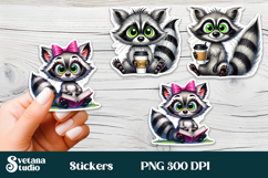 Funny raccoon stickers printable | Cute animal stickers PNG Product Image 1