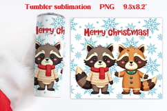 Christmas tumbler wrap | Christmas raccoon tumbler PNG Product Image 1
