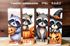 Cute Halloween Raccoon Tumbler PNG | Halloween Animal PNG Product Image 1