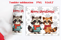 Christmas tumbler wrap | Christmas raccoon tumbler PNG Product Image 1