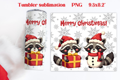 Christmas tumbler wrap | Christmas raccoon tumbler PNG Product Image 1