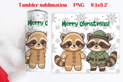 Christmas tumbler wrap | Christmas raccoon tumbler PNG Product Image 1
