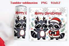 Christmas tumbler wrap | Christmas raccoon tumbler PNG Product Image 1