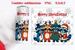 Christmas tumbler wrap | Christmas raccoon tumbler PNG Product Image 1