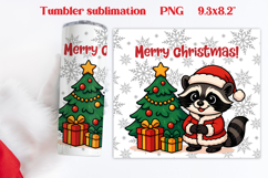 Christmas tumbler wrap | Christmas raccoon tumbler PNG Product Image 1
