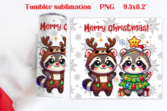 Christmas tumbler wrap | Christmas raccoon tumbler PNG Product Image 1