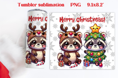 Christmas tumbler wrap | Christmas raccoon tumbler PNG Product Image 1