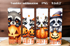 Cute Halloween Raccoon Tumbler PNG | Halloween Animal PNG Product Image 1