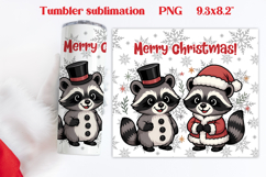 Christmas tumbler wrap | Christmas raccoon tumbler PNG Product Image 1
