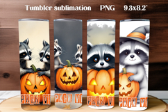 Cute Halloween Raccoon Tumbler PNG | Halloween Animal PNG Product Image 1