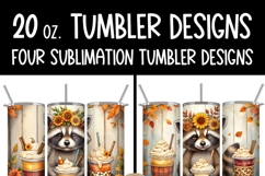 Fall Raccoon Coffee Designs - 20 oz Sublimation Tumbler PNG Product Image 6