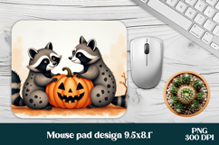 Halloween raccoon mouse pad PNG | Halloween mousepad PNG Product Image 1