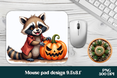 Halloween raccoon mouse pad PNG | Halloween mousepad PNG Product Image 1