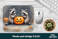 Halloween raccoon mouse pad PNG | Halloween mousepad PNG Product Image 1