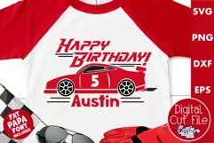 Kids Happy Birthday Svg | Kids Birthday Race Car Shirt Svg Product Image 1