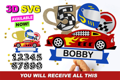 Race Cars Cake Topper 3D SVG Product Image 1