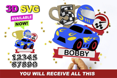 Race Cars Cake Topper 3D SVG Product Image 1