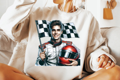 race driver holding flag png, racing flag clipart sublimation, motorsport checkered flag design, race car driver png sublimation, automotive racing clipart png, racing celebration printable art, motorsport t shirt sublimation design, racing driver with fl