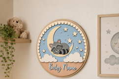 Raccoon Baby Name Sign SVG | Woodland Nursery Door Sign Product Image 3