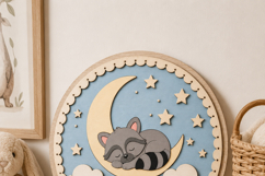 Raccoon Baby Name Sign SVG | Woodland Nursery Door Sign Product Image 4