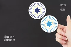 Radiant Star of David Stickers 4 PNG Files for Print and Cut - design by Print Cut Hang