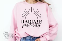 Radiate Positivity SVG PNG - Positive Quote - Kindness SVG Product Image 3