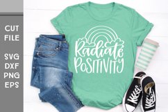 Radiate Positivity, Positive Rainbow Hand Lettered SVG Product Image 1