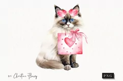 Valentine Ragdoll Cat PNG | Valentine's Day Clipart Product Image 1