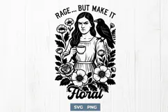 Rage But Make It Floral SVG PNG | Gothic Woman with Crow Product Image 1