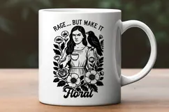 Rage But Make It Floral SVG PNG | Gothic Woman with Crow Product Image 2