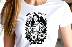 Rage But Make It Floral SVG PNG | Gothic Woman with Crow Product Image 3