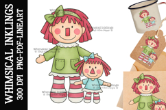 Raggedy Mommy and Me Sublimation Clipart| DTF Clipart Product Image 1