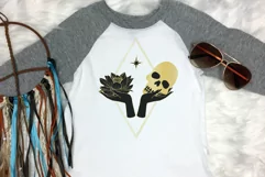 Vintage Mystic Skull and lotus flower in female hands Product Image 8