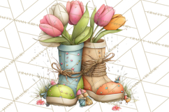 Rain Boots and Blooms Clipart, Spring Rain Boots, Floral Png Product Image 4