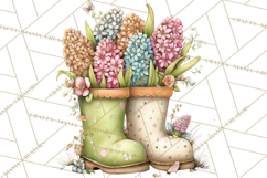 Rain Boots and Blooms Clipart, Spring Rain Boots, Floral Png Product Image 2