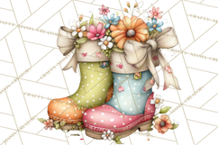 Rain Boots and Blooms Clipart, Spring Rain Boots, Floral Png Product Image 3